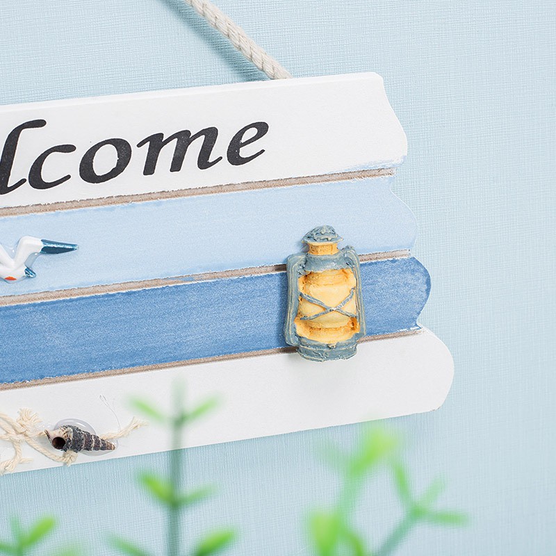 Biển chào Welcome 27cm hình đèn dầu - Decor đồ trang trí theo phong cách biển Địa Trung Hải