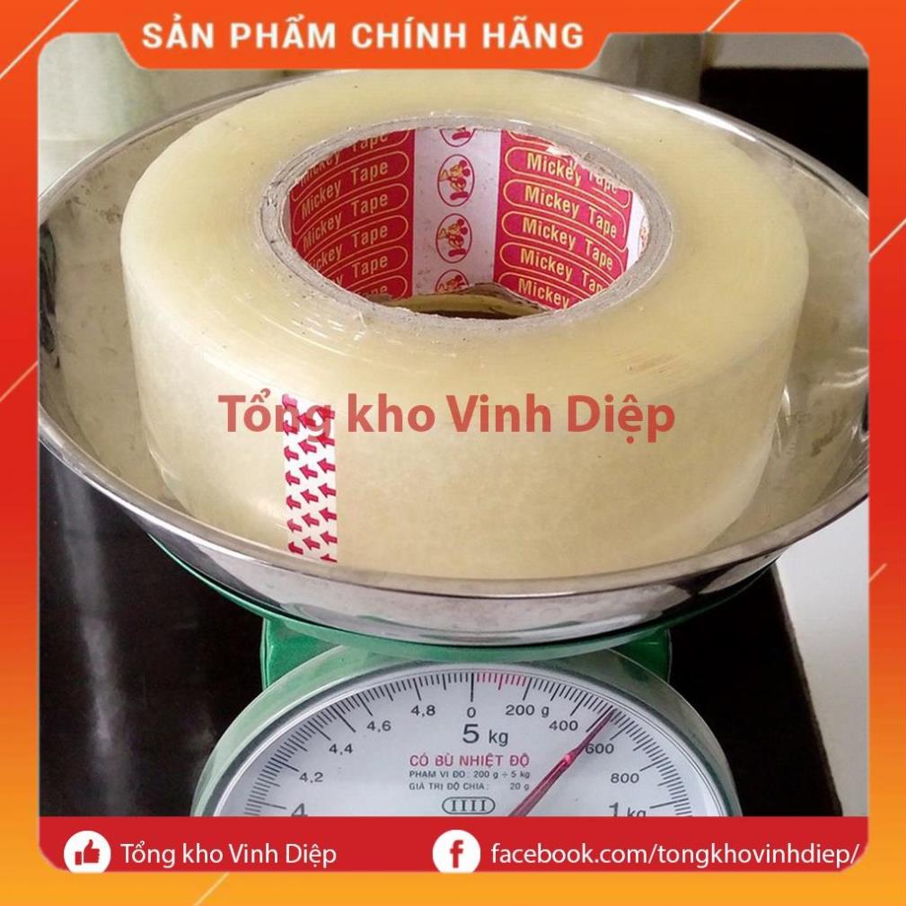 01 cuộn băng dính băng keo 0.5kg lõi giấy 7mm đủ 3 màu vàng chanh, trong suốt, nâu đục