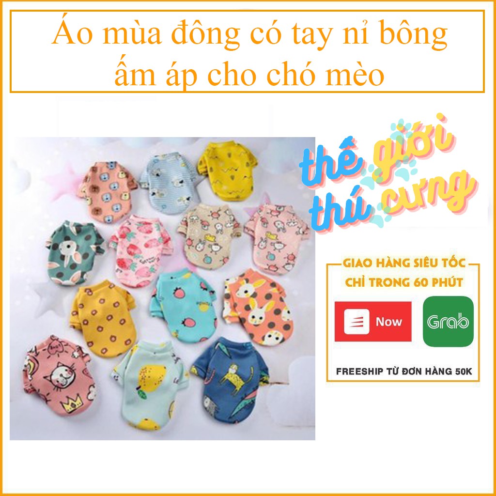 Áo mùa đông có tay nỉ bông ấm áp cho chó mèo có sz 8kg