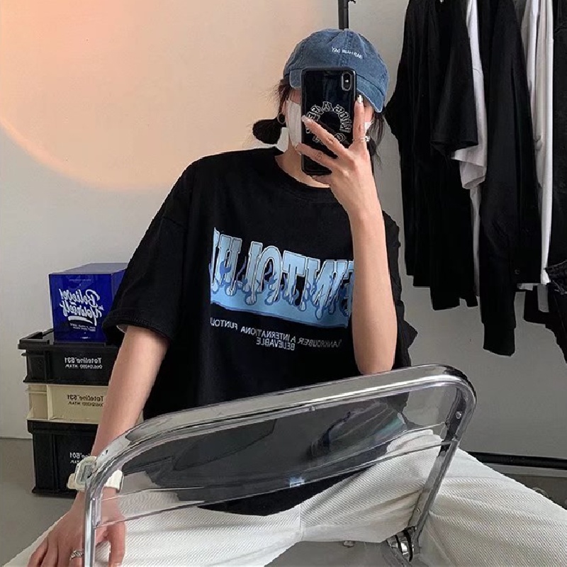 Áo Thun Tay Ngắn Dáng Rộng In Chữ Phong Cách Hàn Quốc Thời Trang Mùa Hè Cho Nam