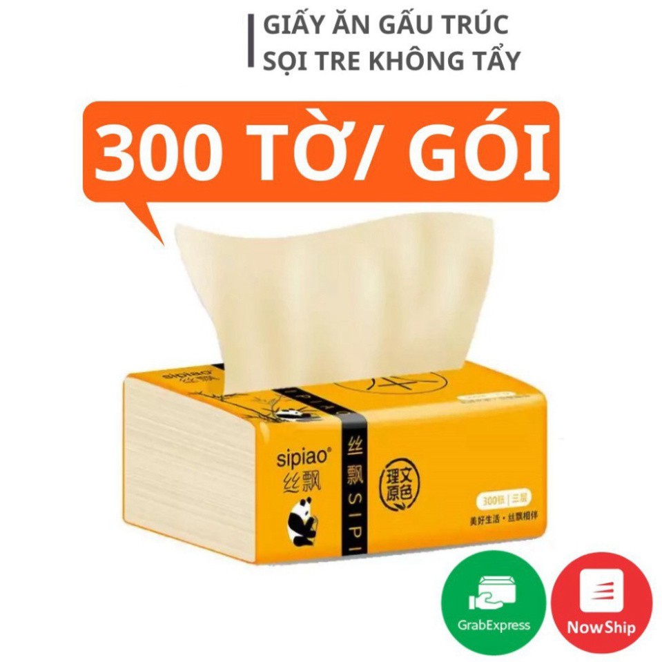 [LOẠI 1] Thùng 30 Gói Khăn Giấy Ăn Gấu Trúc SIPIAO 270 Tờ - LOẠI DAI KHÔNG TẨY TRẮNG