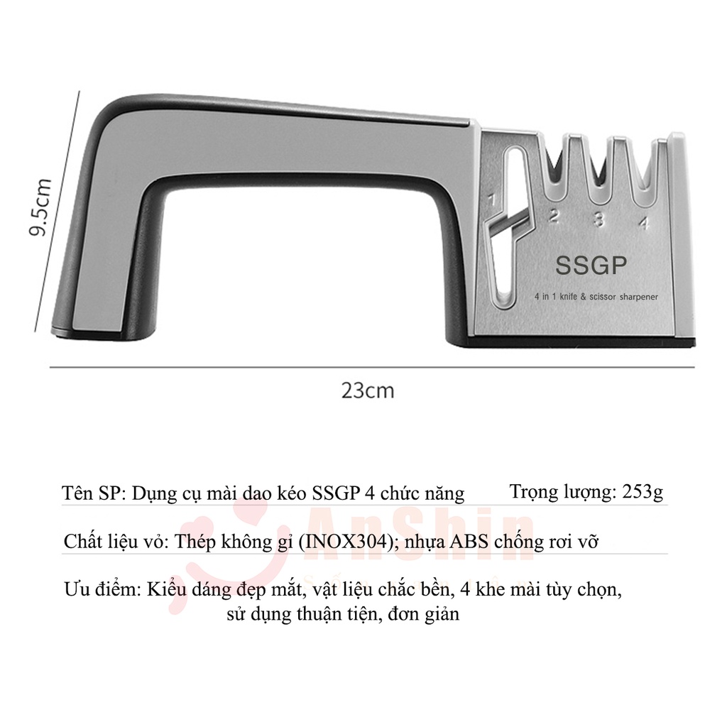 Dụng cụ mài dao kéo chính hãng SSGP - máy mài dao kéo 4 khe siêu bén