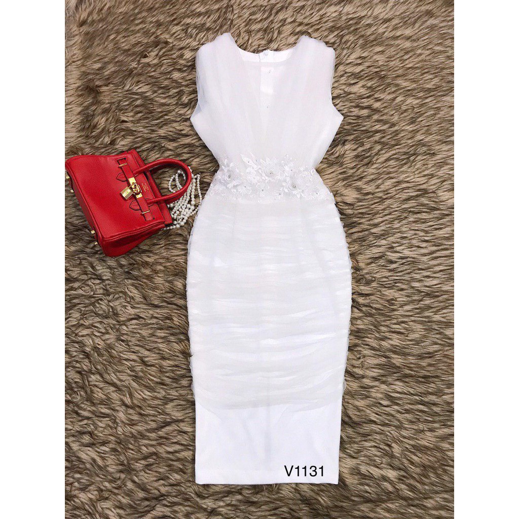 [ xả kho ] MiD Đầm ôm body quyến rũ tinh khôi V1131 Mie Design kèm ảnh thật shop chụp