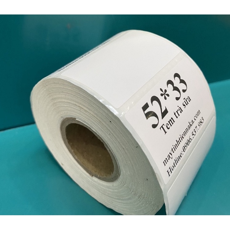 [ COMBO 10 CUỘN] Giấy in tem trà sữa mã vạch 52x33 mm tem nhiệt foody giấy in nhiệt có nhãn dán