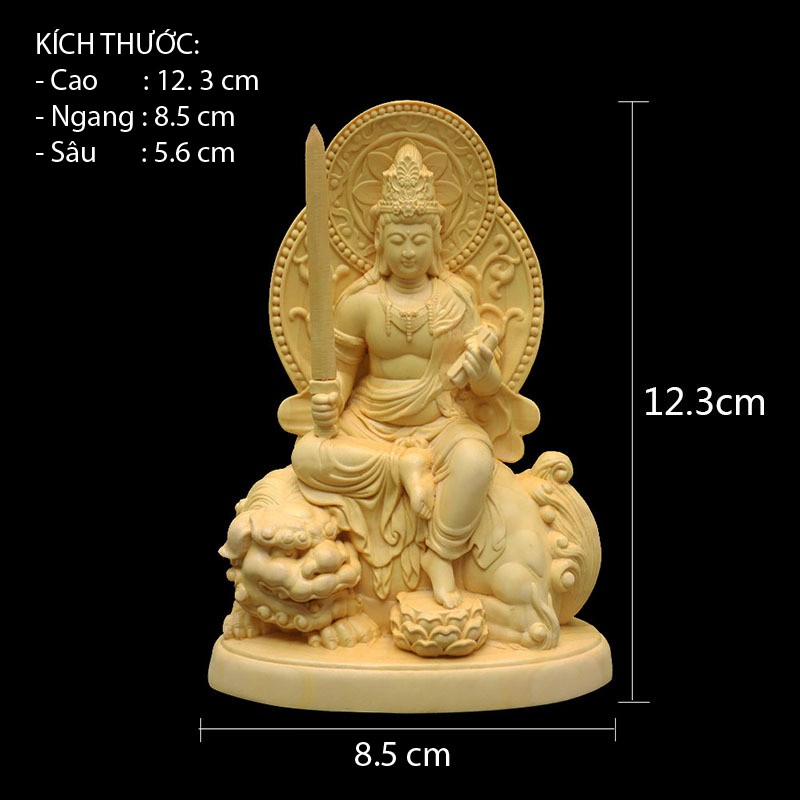 Tượng  Phật Văn Thù Bồ Tát bằng gỗ Hoàng Dương - V550