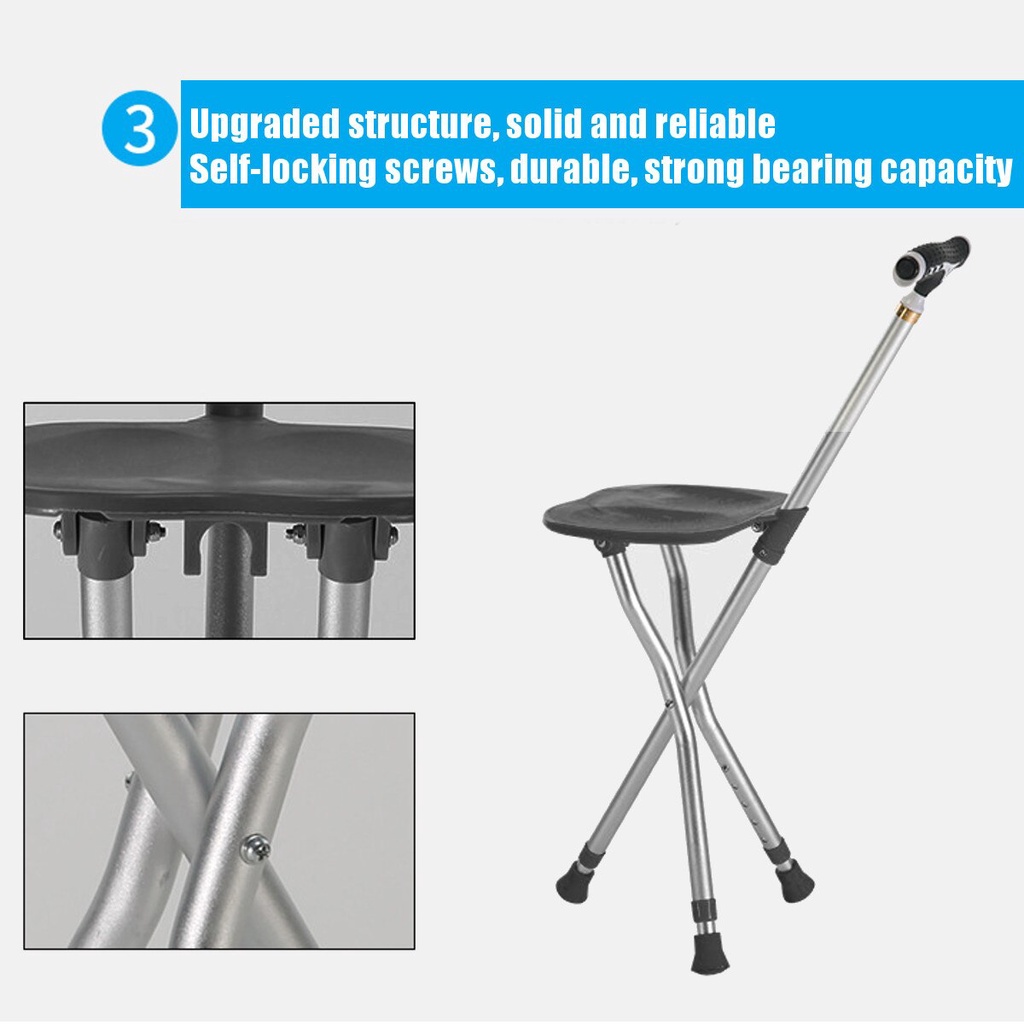 Gậy chống tay cho người cao tuổi Comfort Crutches đa năng CE/RoHs kiêm ghế ngồi nghỉ ngơi lúc mệt mỏi