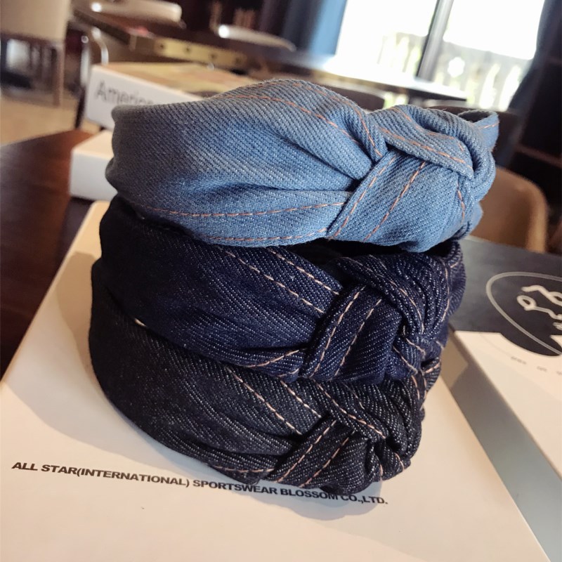 Băng Đô Denim Thắt Nút Phong Cách Hàn Quốc Cho Nữ