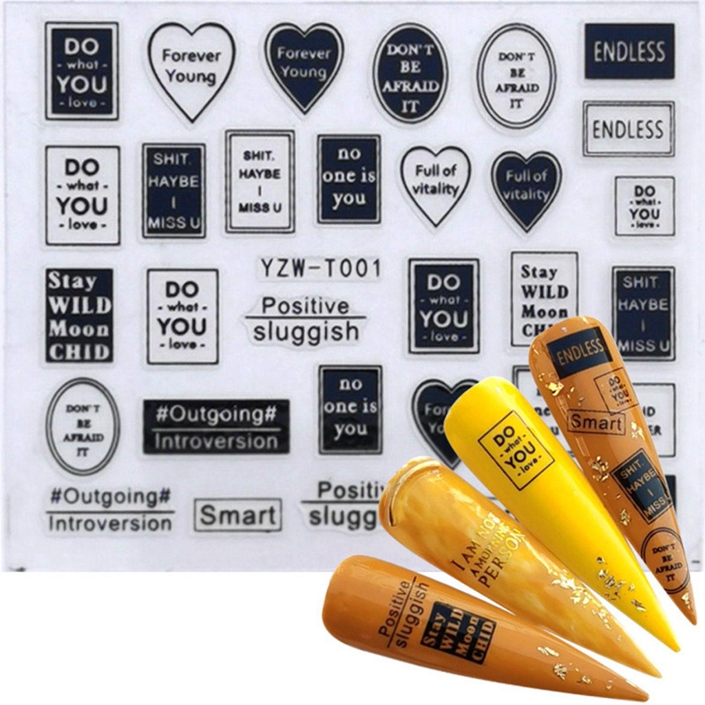 1 Tờ Miếng Dán Móng Tay In Chữ Tiếng Nga Thời Trang