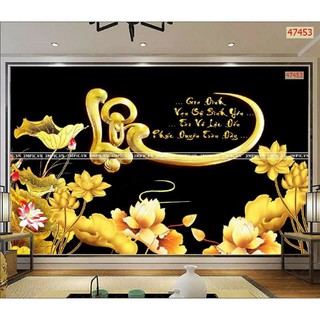 Tranh chữ Lộc chơi tết _ tranh dán tường 3D kt cao 80cm x 120cm