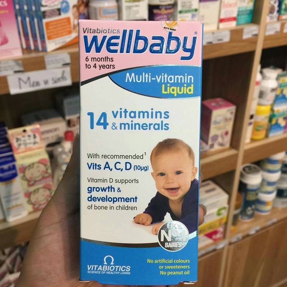 Siro vitamin tổng hợp và khoáng chất cho trẻ Vitabiotics Wellbaby 150ml date tháng 6 2022 cho bé trên 6 tuổi của Anh