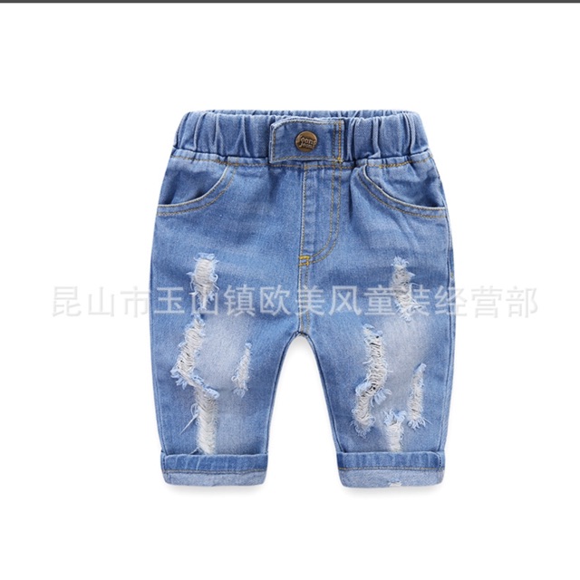 Quần jean rách cúc cho bé
