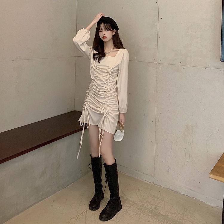 Đầm Dáng Ôm Xếp Ly Quyến Rũ Thời Trang Pháp Cho Nữ