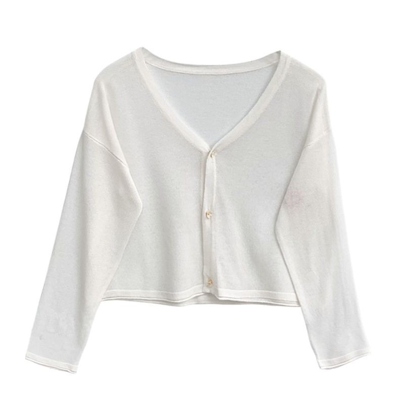 Áo Khoác Cardigan Dệt Kim Mỏng Tay Dài Dáng Ngắn Phong Cách Hàn Quốc Hàng Mới Dành Cho Bạn Nữ 210530 | BigBuy360 - bigbuy360.vn