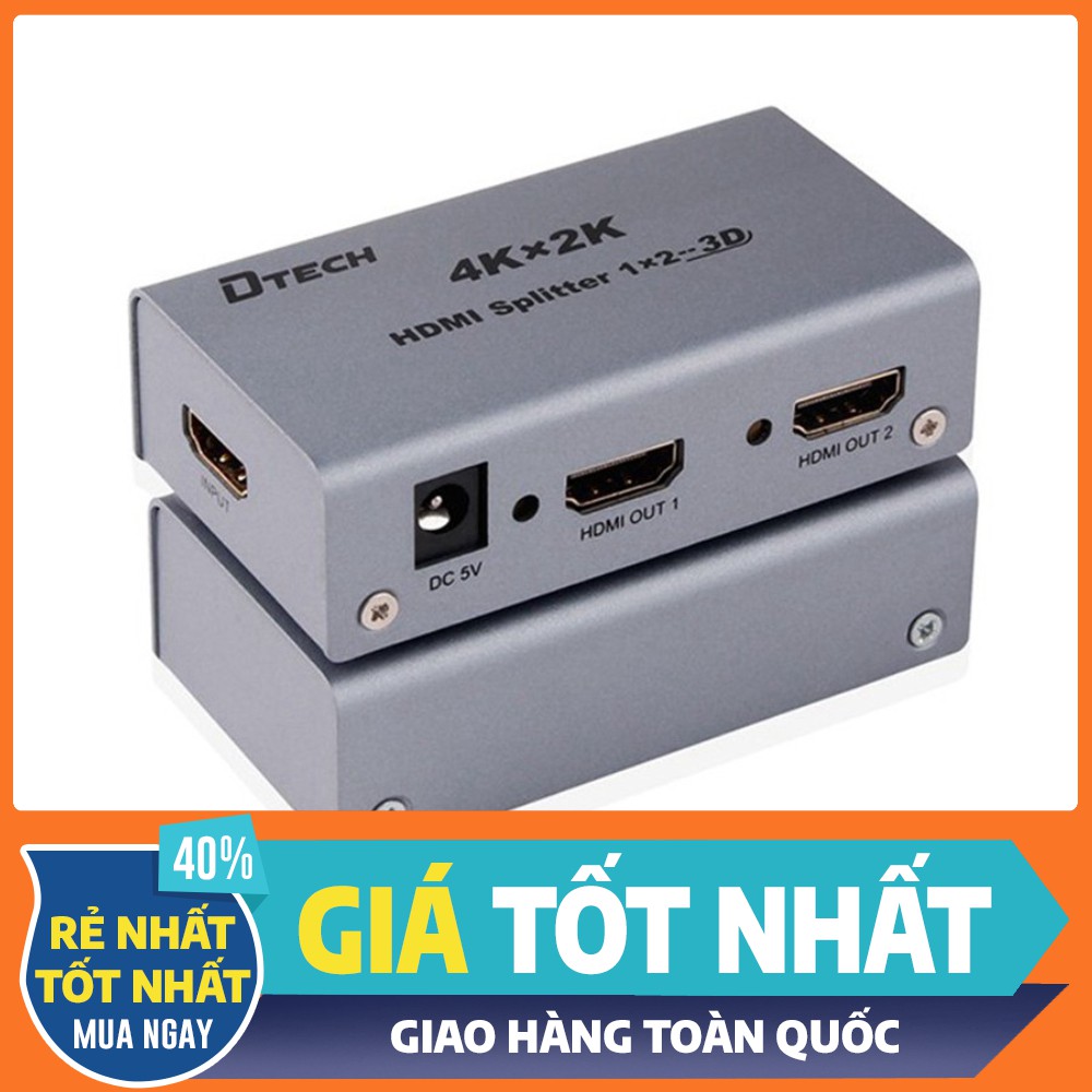 {FREESHIP} Bộ chia HDMI 1 ra 2 Dtech DT-7142 hỗ trợ 4K2K Full HD Bộ chia HDMI 1 ra 2 Dtech DT-7142 tương trợ 4K2K Full H