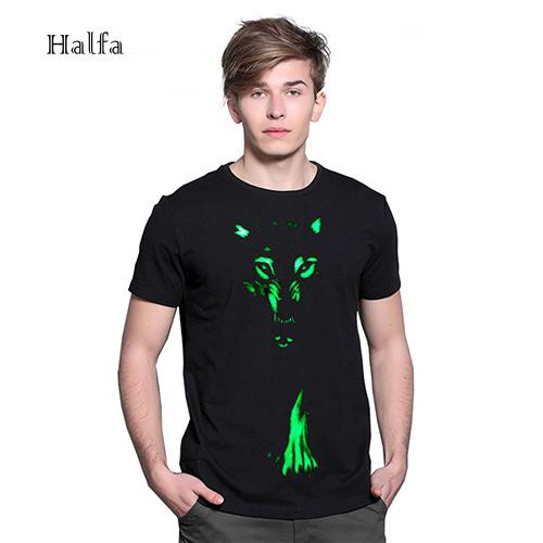 Áo thun nam tay ngắn in hình sói dạ quang sáng tạo | BigBuy360 - bigbuy360.vn
