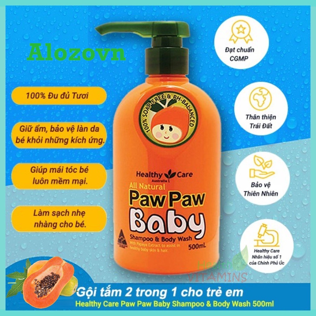 Sữa tắm đu đủ Paw Paw Baby Healthy Care 500ml Úc