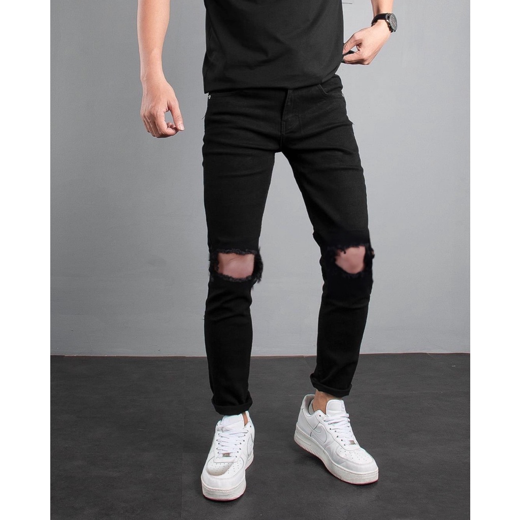 Quần Skinny Jean Nam Rách Gối Quần Bò Nam Đẹp