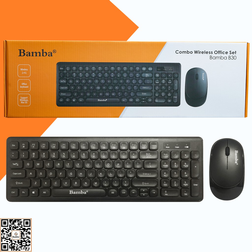 Bộ Phím Chuột Không Dây Mini Bamba B30 - KEYBOARD + MOUSE KHÔNG DÂY MINI BAMBA B30 kèm pin