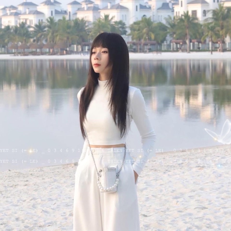 Áo croptop CỔ LỌ TAY DÀI TRƠN nữ // Thiên yết