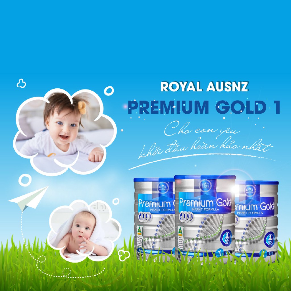 Combo 2 Sữa Bột Hoàng Gia Úc Royal Ausnz Premium Gold Số 1 Bổ Sung Vitamin, Khoáng Chất Cho Trẻ 400g- 900g