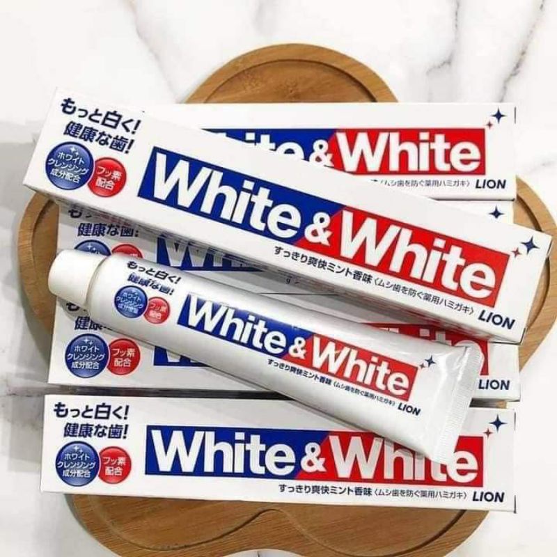 Kem Đánh Trắng Răng White &amp; White Nhật Bản Tuýp 150g, giúp hơi thở thơm mát hàm răng trắng sáng tự tin giao tiếp
