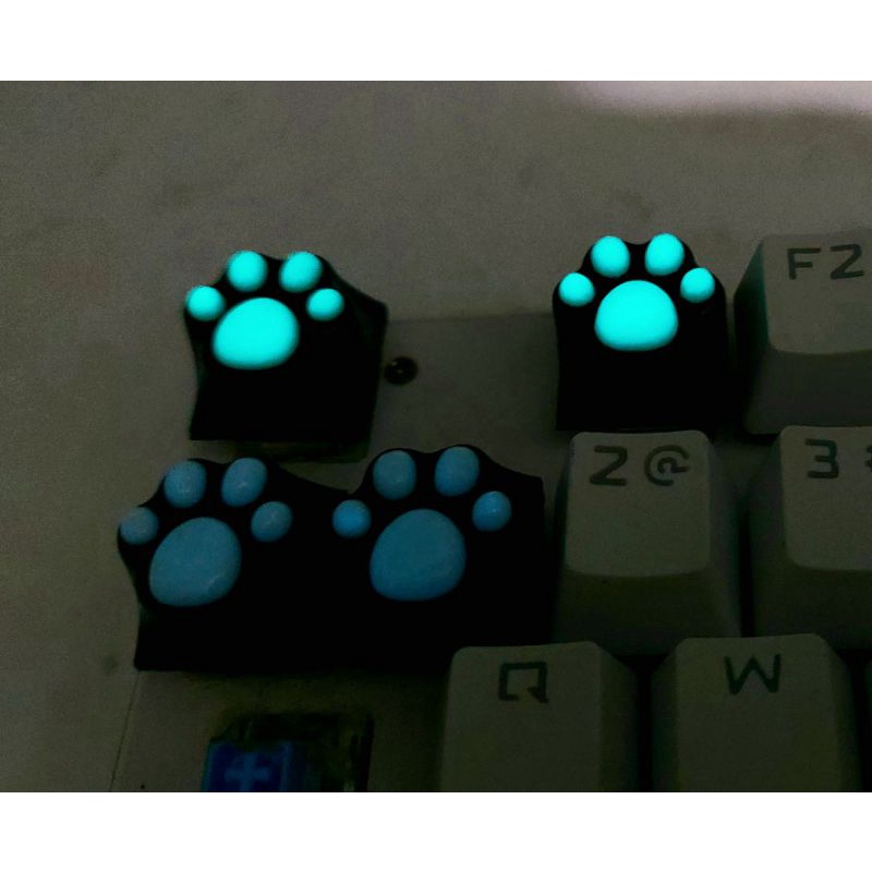 Keycap chân mèo dạ quang trang trí bàn phím cơ gaming