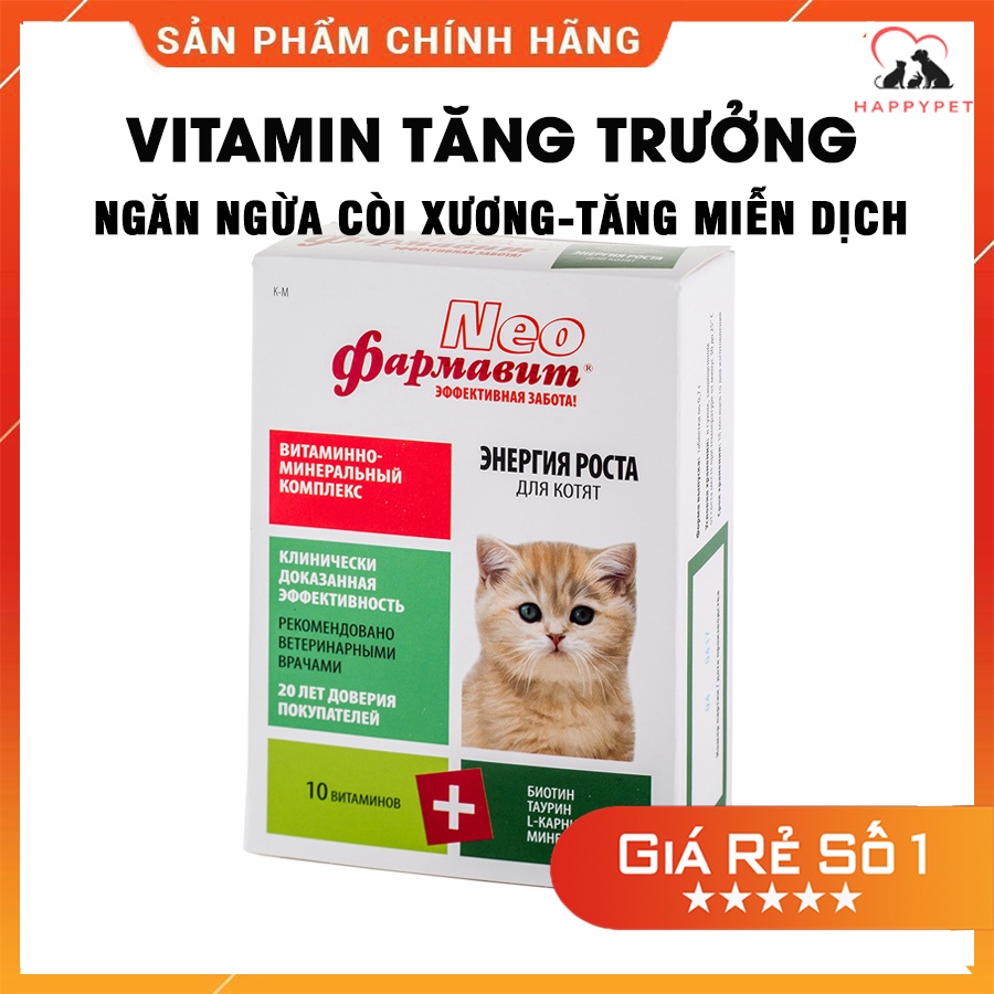 Vitamin tăng trưởng dành cho mèo con NEO 60 viên nhập Nga giá cực rẻ