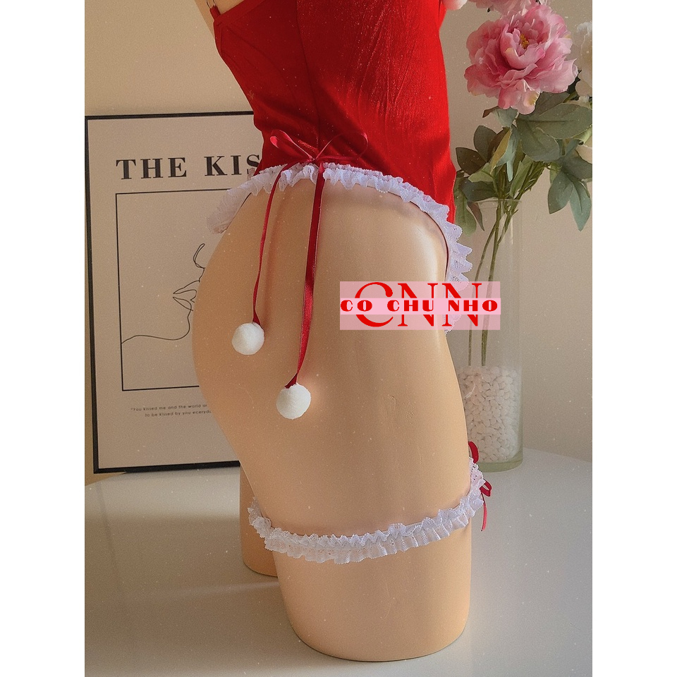 LL893 - Bodysuit noel nhung mềm co giãn -  Bodysuit sexy Cut Out | Cosplay Sexy - cochunhoquan11