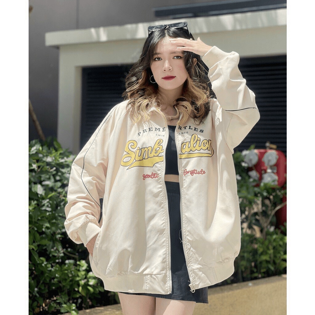 Áo Khoác Nữ ,Áo Khoác Chống Nắng Có Dây Kéo Họa Tiết SimBalion Phong Cách Trẻ Trung Hiện Đại thoi trang shop valentina