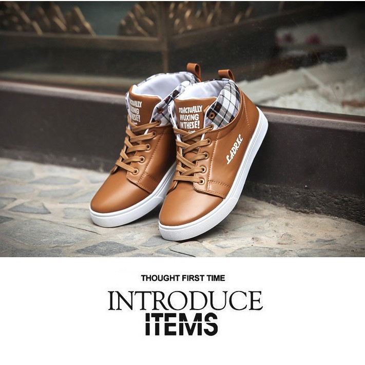 Giày Sneaker Nam Cổ Cao Ladrke Màu Nâu | BigBuy360 - bigbuy360.vn