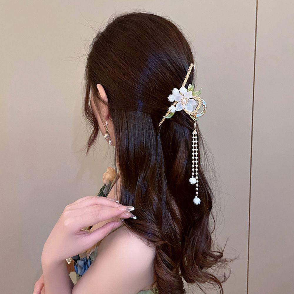 Kẹp Tóc Hình Cá Mập Phối Tua Rua Phong Cách Cổ Điển Sang Trọng WMES15H Dành Cho Bạn Nữ