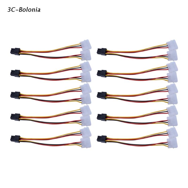 Bộ 10 Cáp Chuyển Đổi Molex 4-Pin Sang One PCI-E 6-Pin