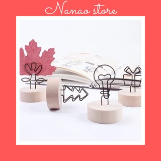 Kẹp giấy note trang trí bằng kim loại đế gỗ