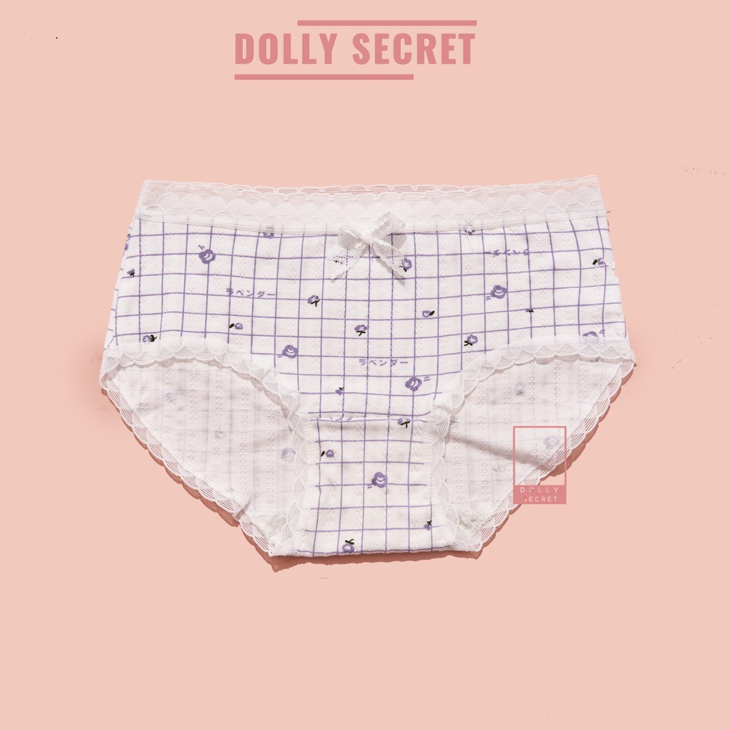 Quần lót nữ DOLLY SECRET quần chip nữ cotton kháng khuẩn cao cấp tone màu tím dễ thương họa tiết kẻ hoa QL044 | BigBuy360 - bigbuy360.vn