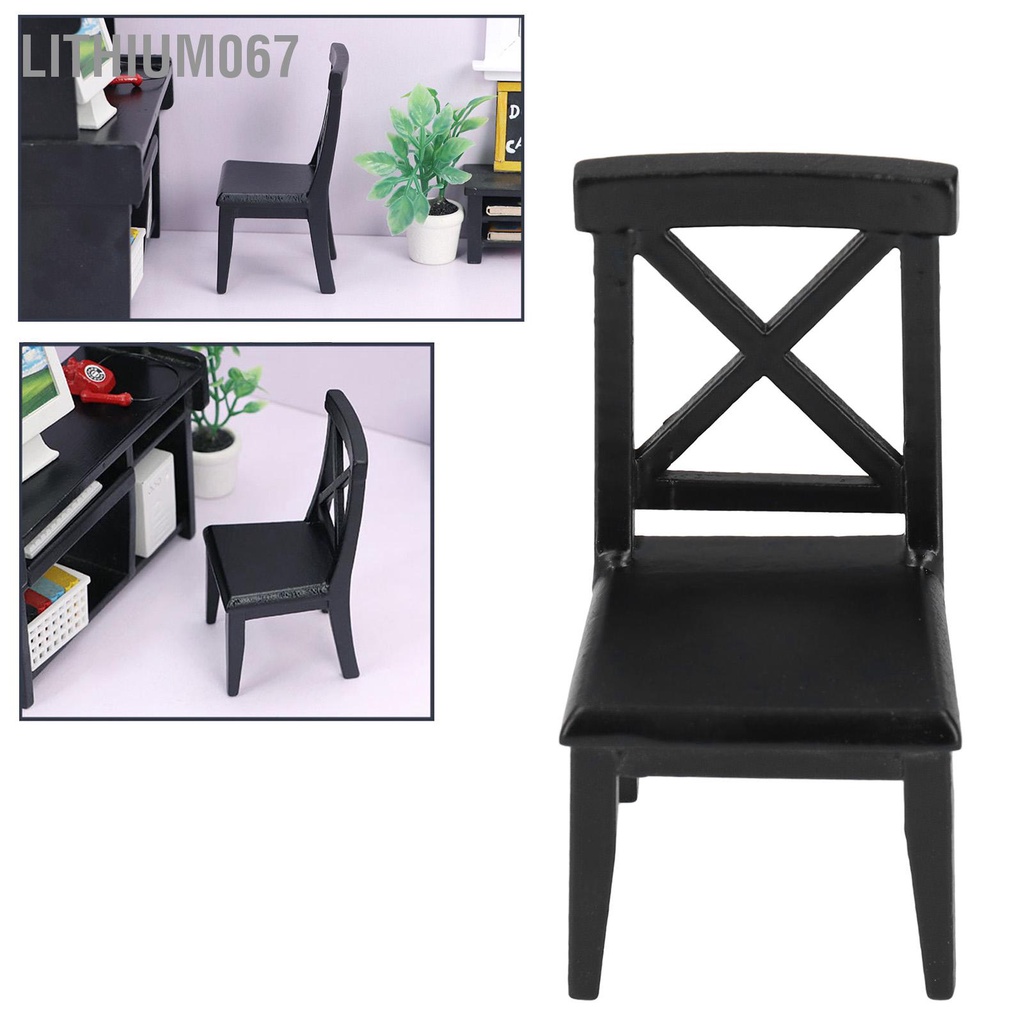 Mô Hình Ghế Gỗ Màu Đen Trang Trí Nhà Búp Bê Tỉ Lệ 1: 12
