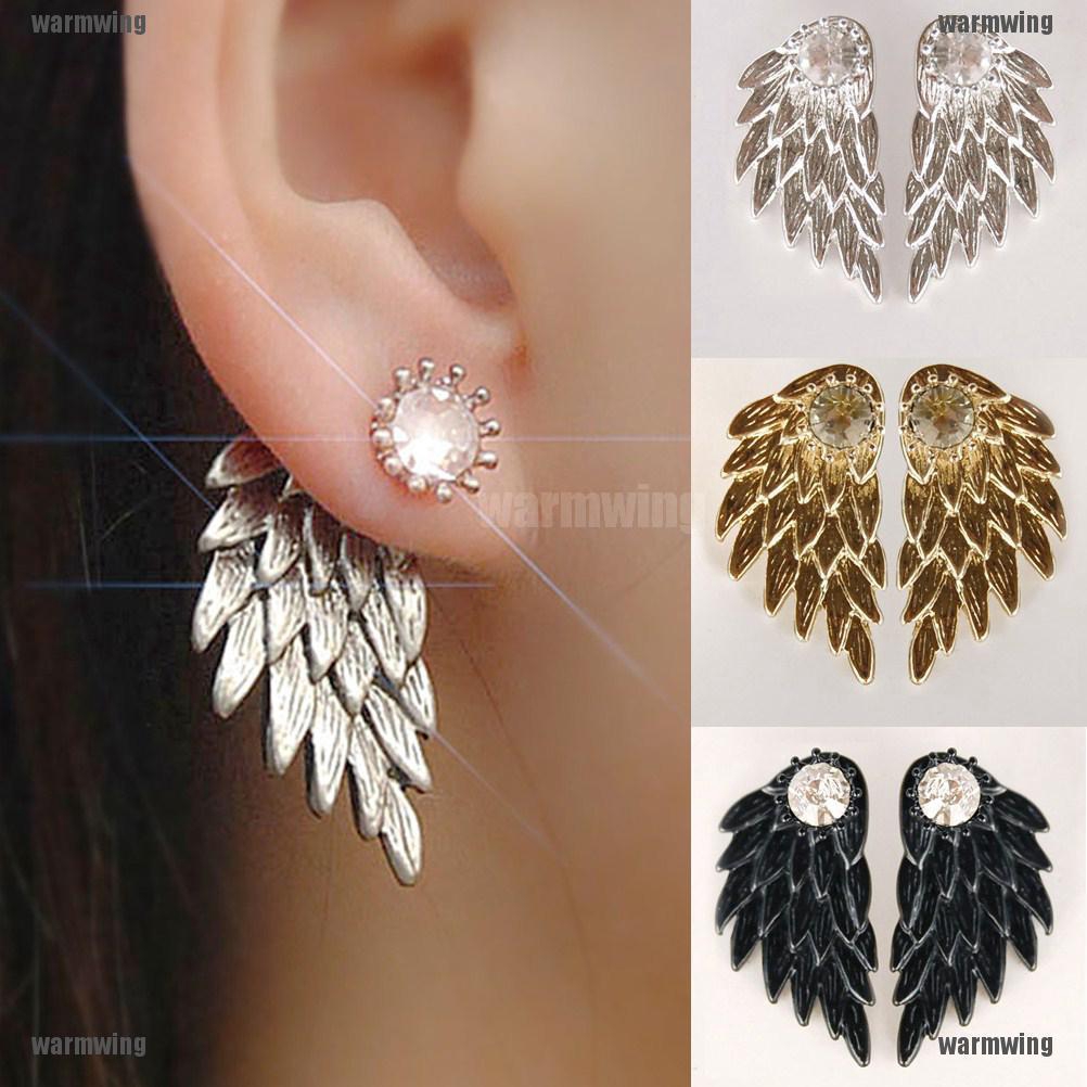 1 Cặp Bông Tai Cánh Thiên Thần Đính Đá Thời Trang