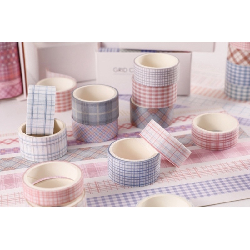 Set 6 Cuộn Washi Tape Băng Keo Trang Trí Caro