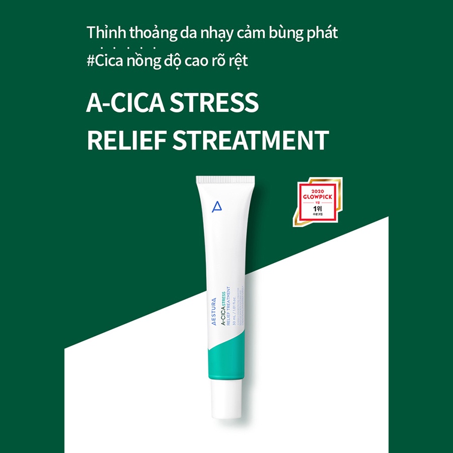 Kem đậm đặc chăm sóc vùng da nhạy cảm Aestura A-CICA Stress Relief Treatment 30ml GomiMall