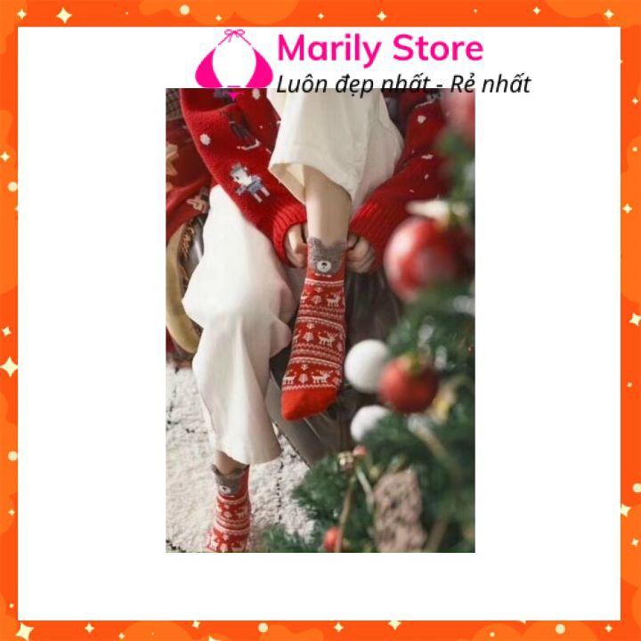 Hộp Tất Noel Người Lớn Cổ Cao, Hộp Vớ Họa Tiết Giáng Sinh 4 Đôi