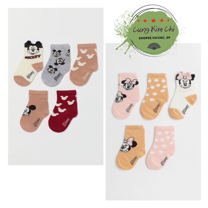Sẵn set 5 tất hình micke.y minni.e cho bé trai bé gái HM US