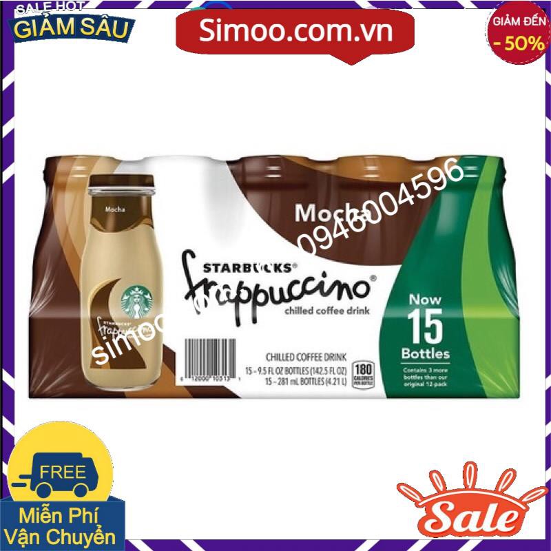 Sỉ Thùng Cafe pha sẵn Starbucks Frappuccino vị Mocha. của Mỹ mỗi chai 281ml date 12/21