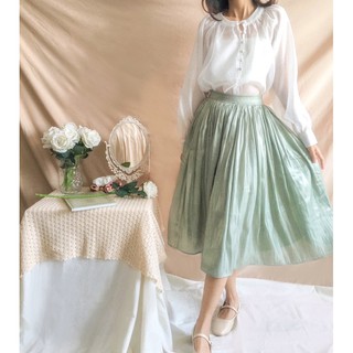 CC District - Chân váy midi lụa óng Freya Skirt xanh mint