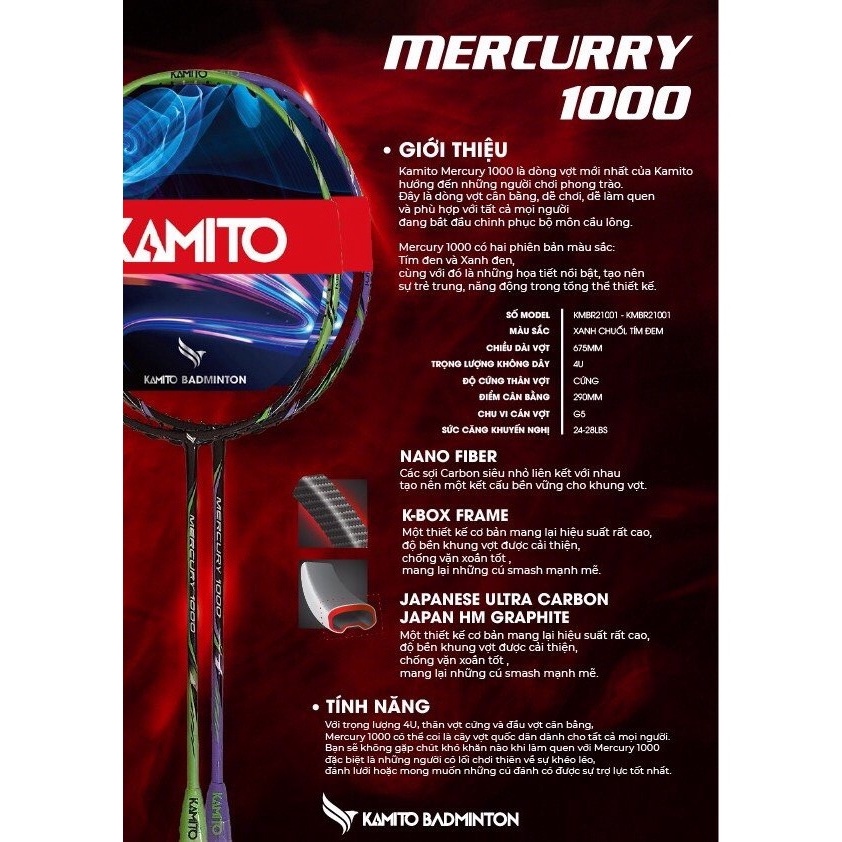 Vợt cầu lông Kamito MERCURY 1000