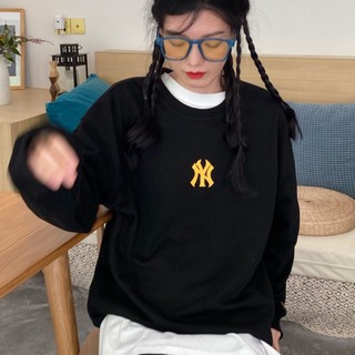 MLB Áo Sweater Dáng Rộng Vải Cotton Thêu Họa Tiết Disney Dễ Thương