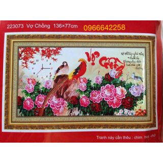 Tranh thêu chữ thập VỢ CHỒNG  (223073)130×77cm chưa thêu.