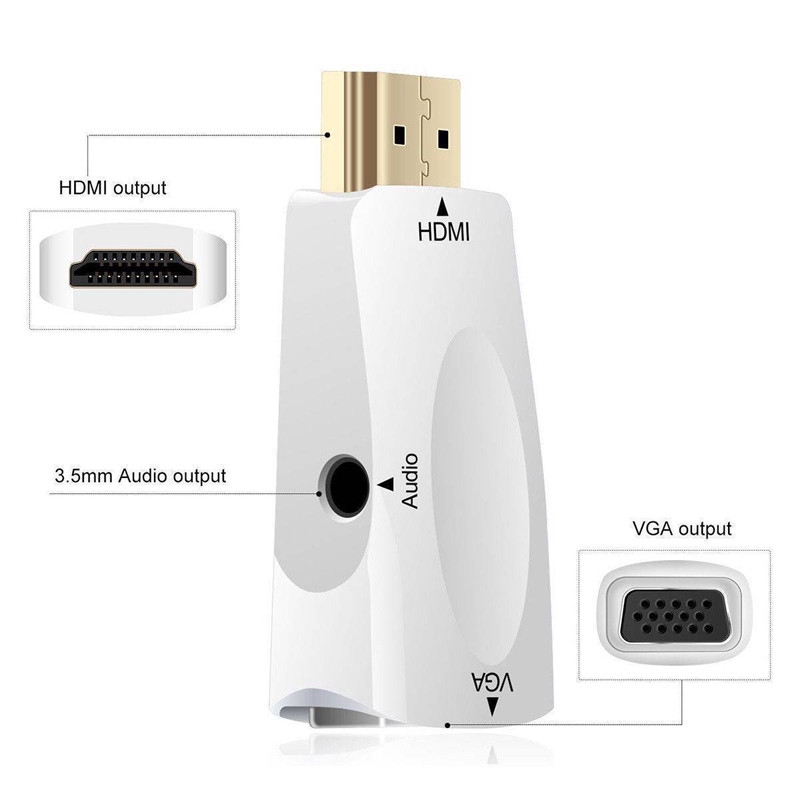 Bộ Chuyển Đổi Hdmi Sang Vga Hỗ Trợ Hd 1080p Cho Xbox Ps4 Pc Laptop Tv Box