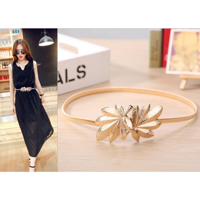 Thắt Lưng Khóa Kim Loại Hình Lá Phong Màu Trơn Cho Cô Dâu Màu Sắc
