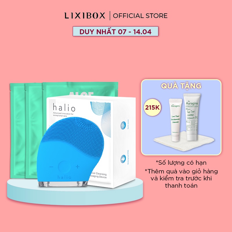 [Mã COSLXT5 giảm 10% đơn 600K] Combo Máy Rửa Mặt Halio Original và 3 Mặt nạ dưỡng da Lixibox - Aloe (23gr/mặt nạ)