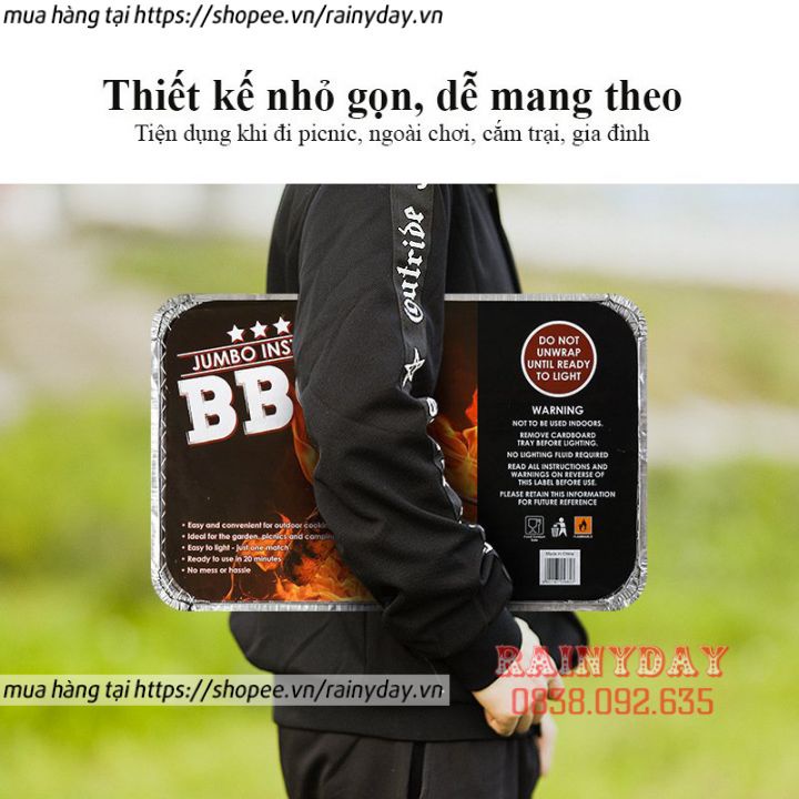 Vỉ nướng than BBQ dùng 1 lần, bếp nướng thịt đi du lịch dã ngoại picnic ngoài trời