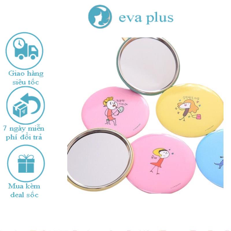 Gương Mini Trang Điểm Cầm Tay EVA PLUS Gương Bỏ Túi Hàn Quốc